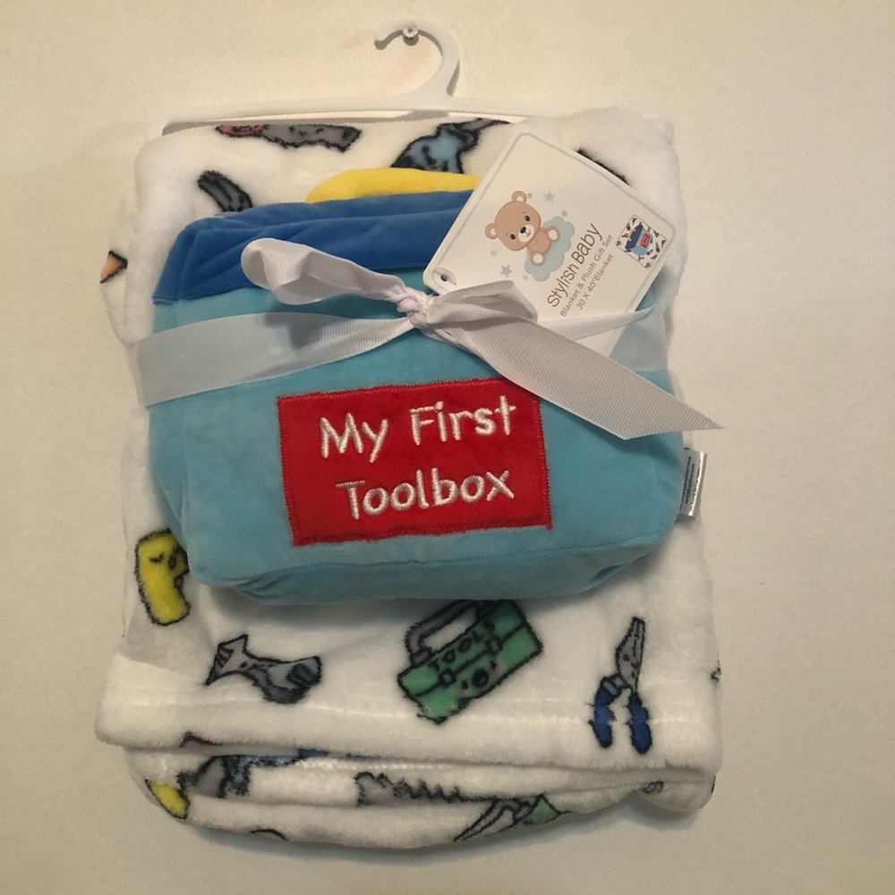Baby Boy My First Toolbox Plushie/Blanket Gift Set NWT